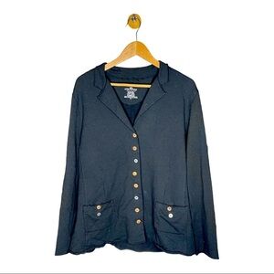 White Lotus Lifestyle Cotton Blend Black Sweatshirt Cardigan jacket XL